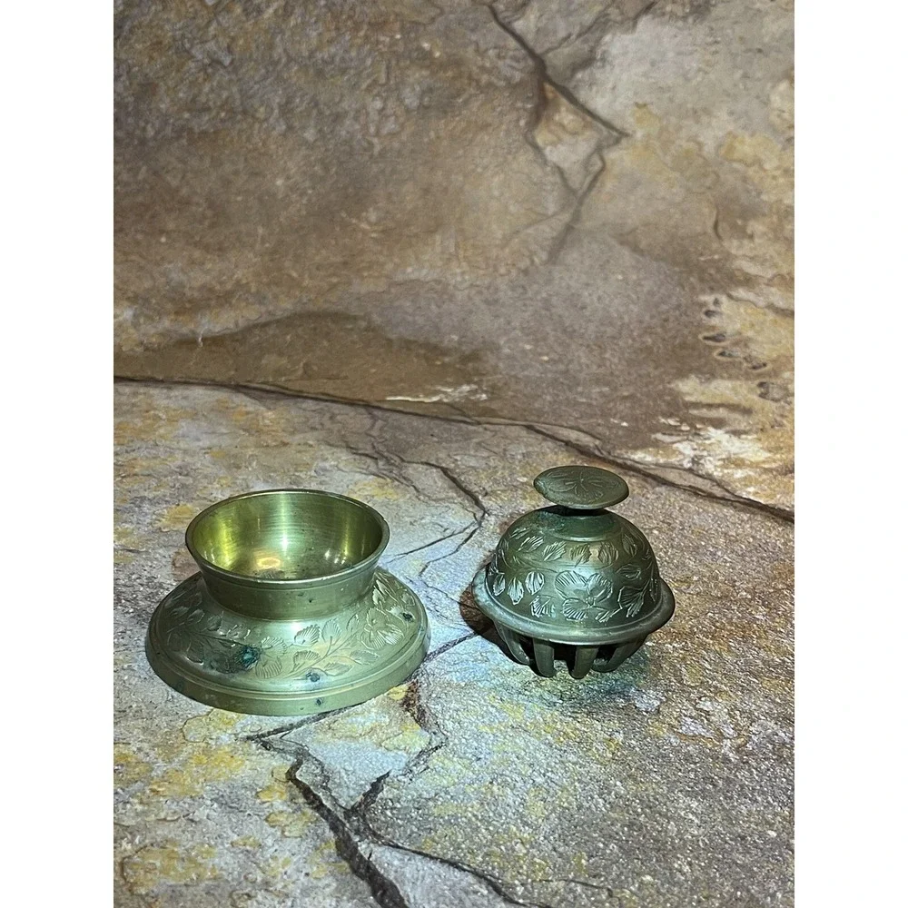 Vintage Brass Bell with matching Base.  Made in India.